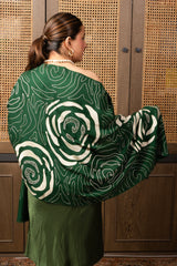 The Labyrinth Rose | Embroidered Fine Wool Silk Stole