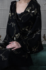 The Midnight Aurelia | Embroidered Fine Merino Stole