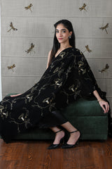 The Midnight Aurelia | Embroidered Fine Merino Stole