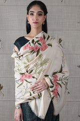The Spring Awakening | Embroidered Fine Wool Silk Stole