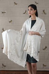 The Timeless Symphony | Embroidered Fine Wool Silk Stole