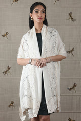 The Timeless Symphony | Embroidered Fine Wool Silk Stole