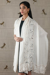 The Timeless Symphony | Embroidered Fine Wool Silk Stole