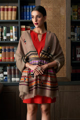 Tricky Toucans | Embroidered Fine Wool Silk Stripe