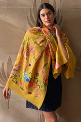 Tropical Bloom | Embroidered Pure Cashmere Stole