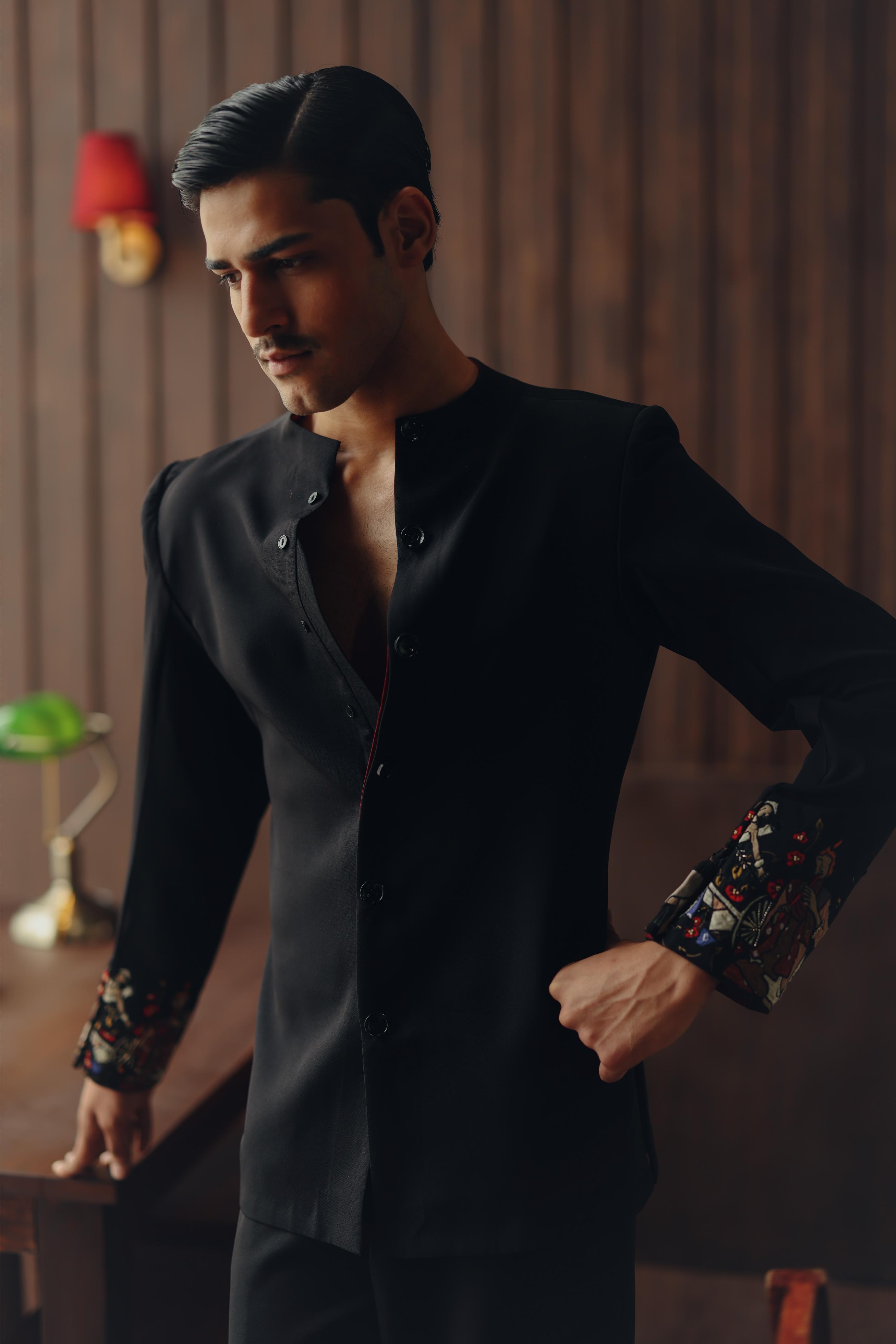 Art Deco Hi Neck Short Jacket