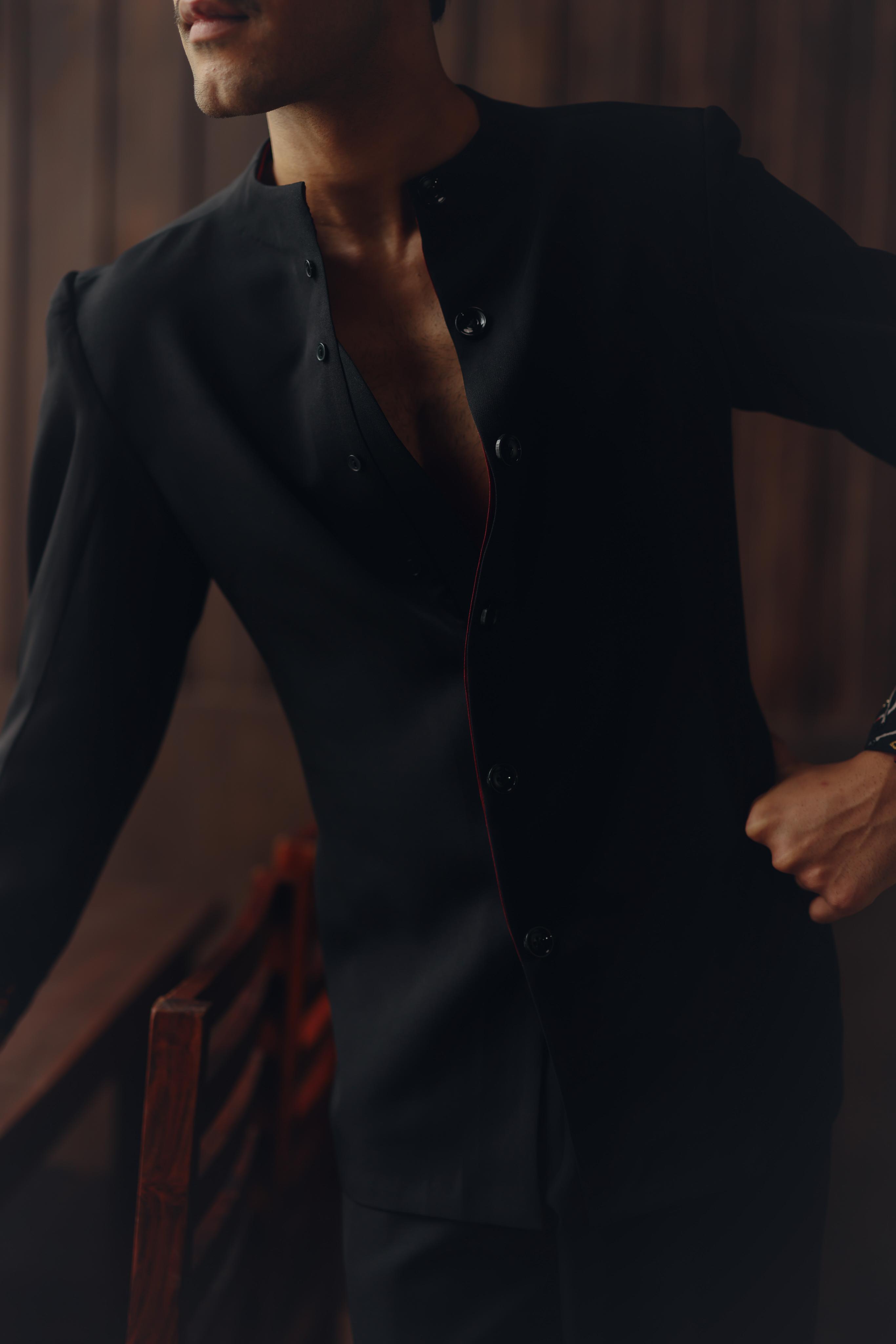 Art Deco Hi Neck Short Jacket