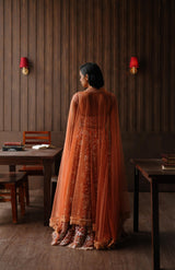 Rust Beaded Blossom Lehenga
