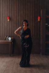 Georgette embellished saree  with Mirrorwork Bralette