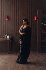 Georgette embellished saree  with Mirrorwork Bralette