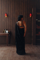 Georgette embellished saree  with Mirrorwork Bralette