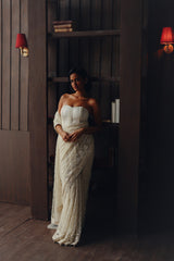Beadwork jaal saree with corset
