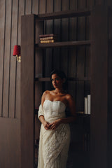 Beadwork jaal saree with corset