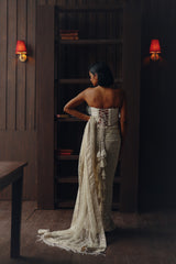 Beadwork jaal saree with corset