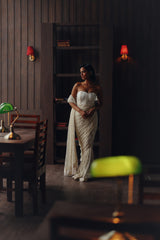Beadwork jaal saree with corset