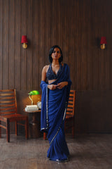 Georgette ombre embellished saree with bralette