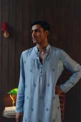 Mirrorwork Beadwork Monga Silk Kurta