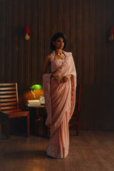 Georgette 3d flowers  embellished saree