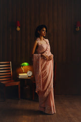 Georgette 3d flowers  embellished saree