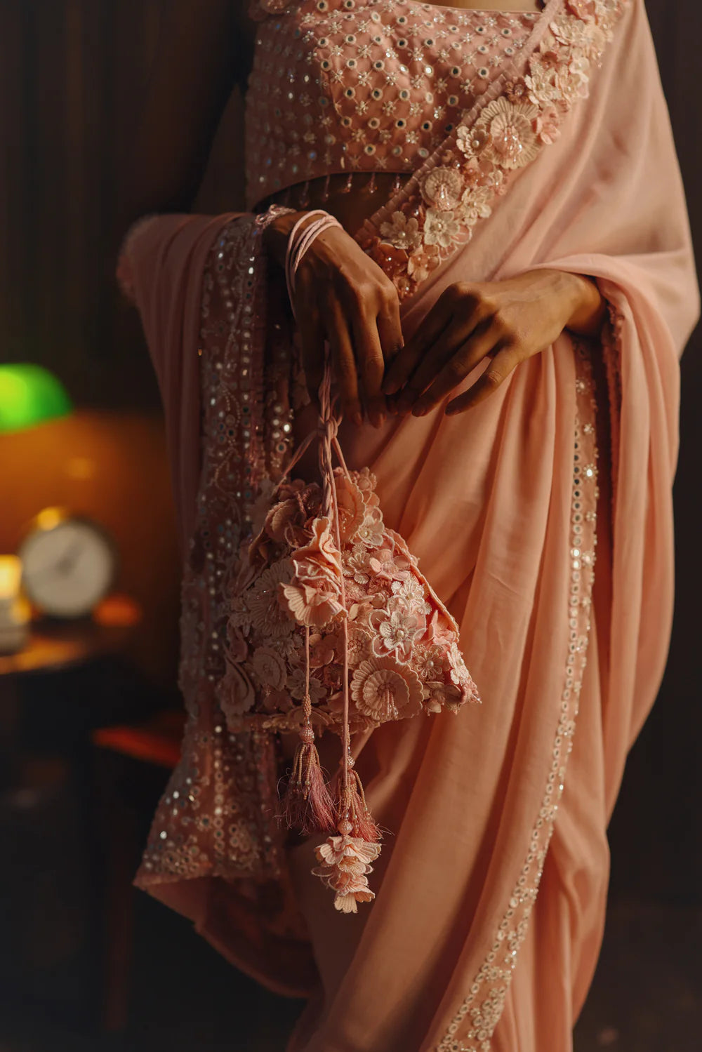 3D Floral Potli with Tassles