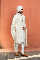 CREAM MATKA ACHKAN WITH MONGA KURTA AND CHURIDAR
