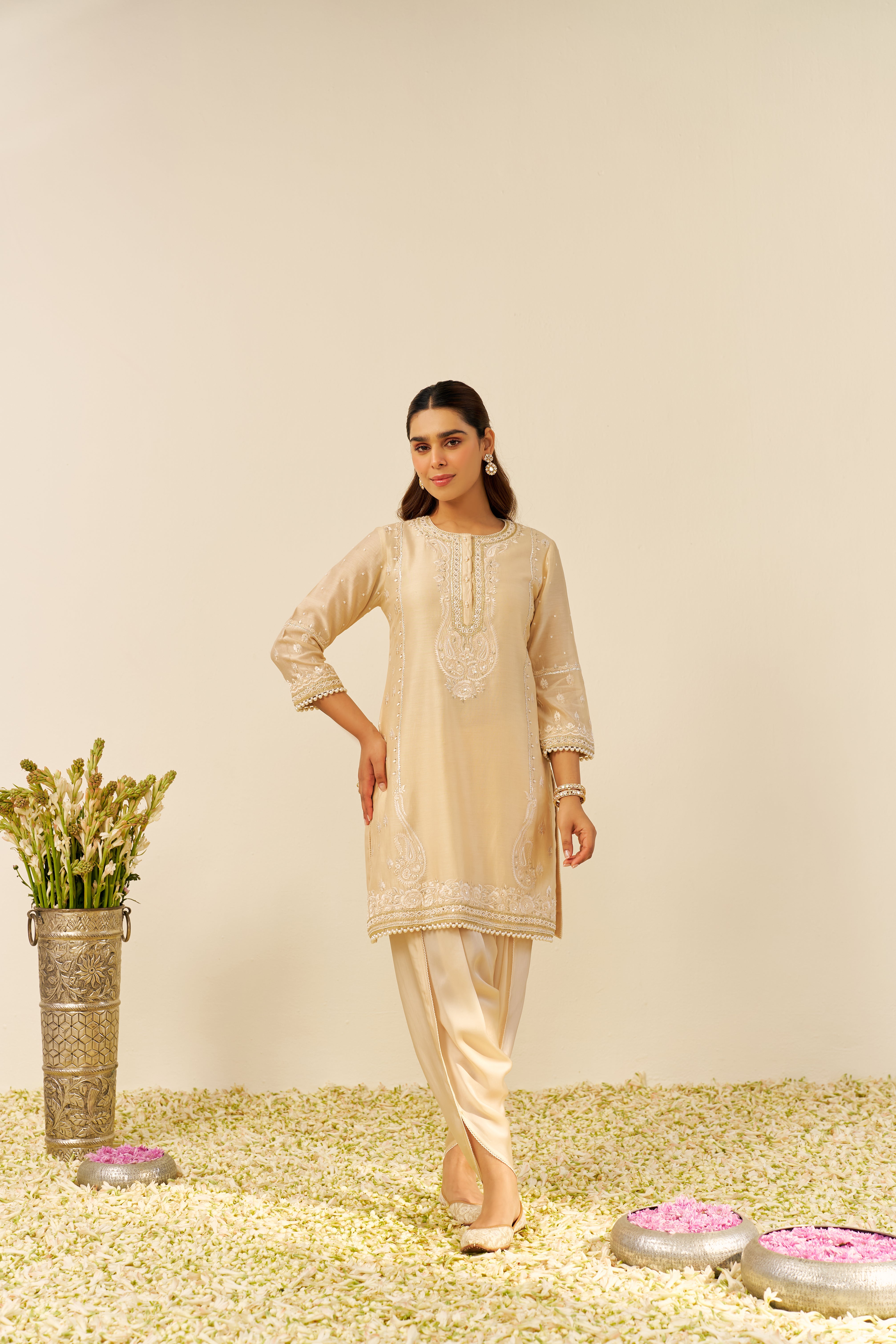 ZAHRA - SHORT KURTA WITH DHOTI AND DUPATTA