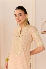 ANAISHA - CARNATION PINK SHORT KURTA WITH FARSHI SALWAR AND DUPATTA