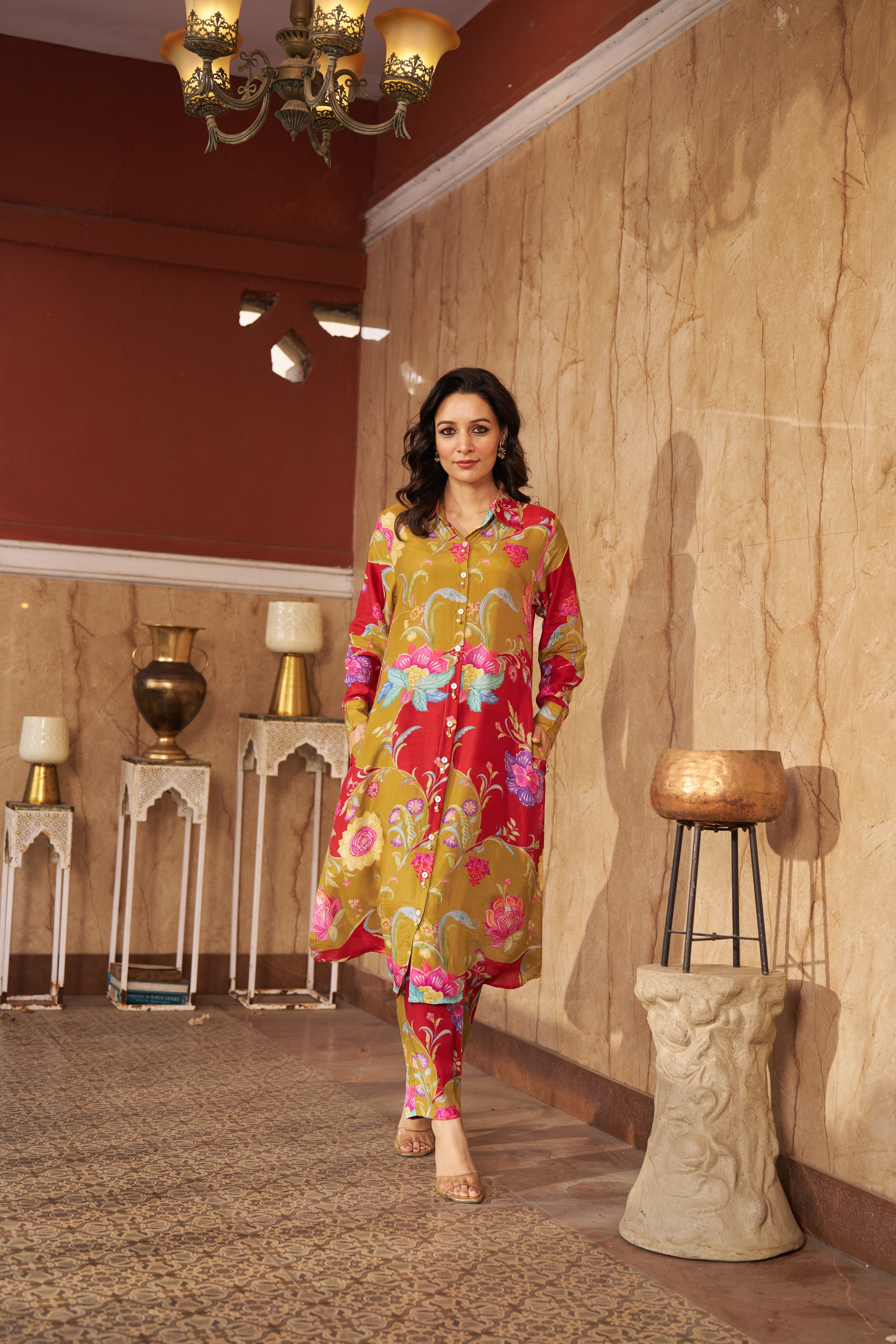 Ruya Olive Kurta