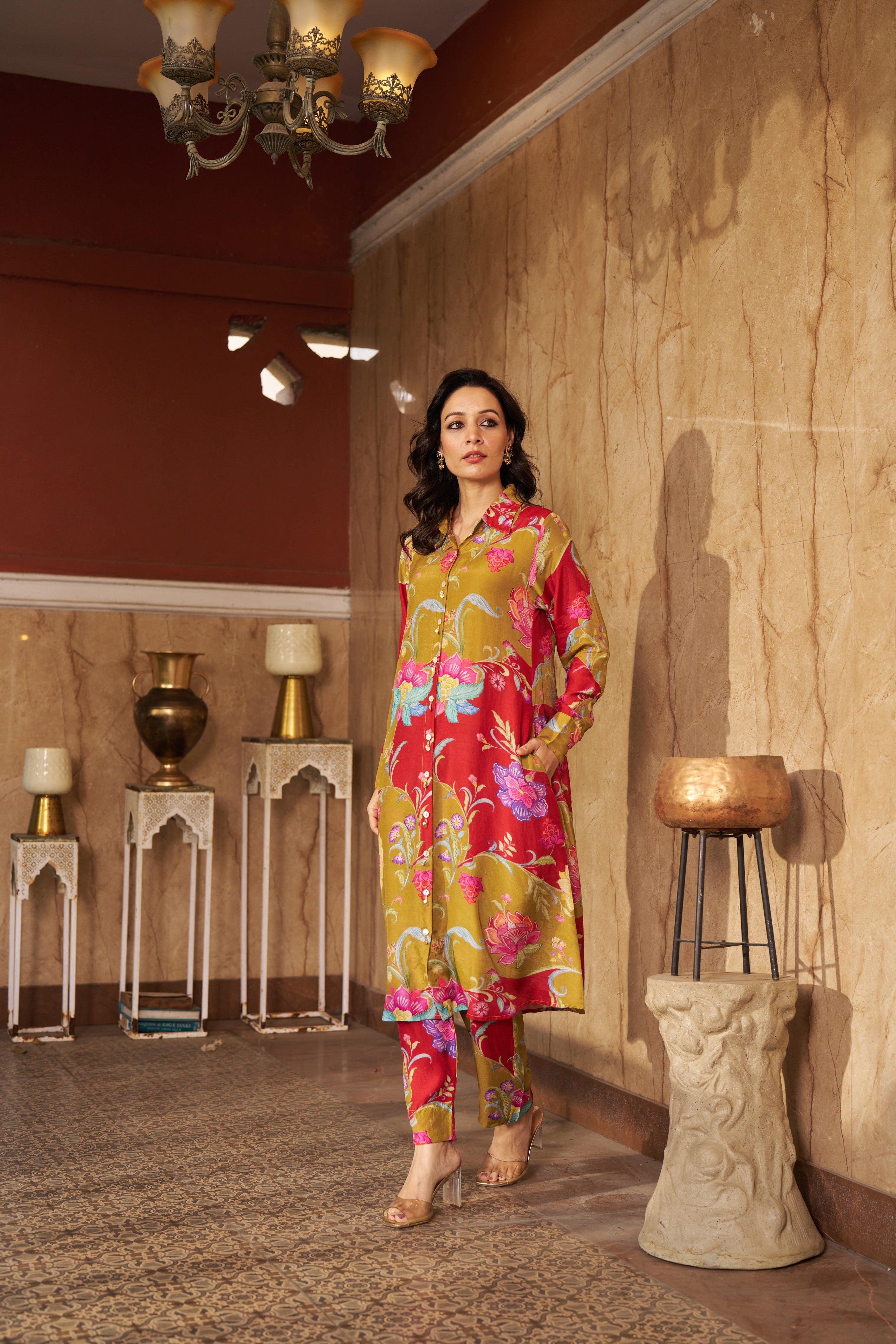 Ruya Olive Kurta