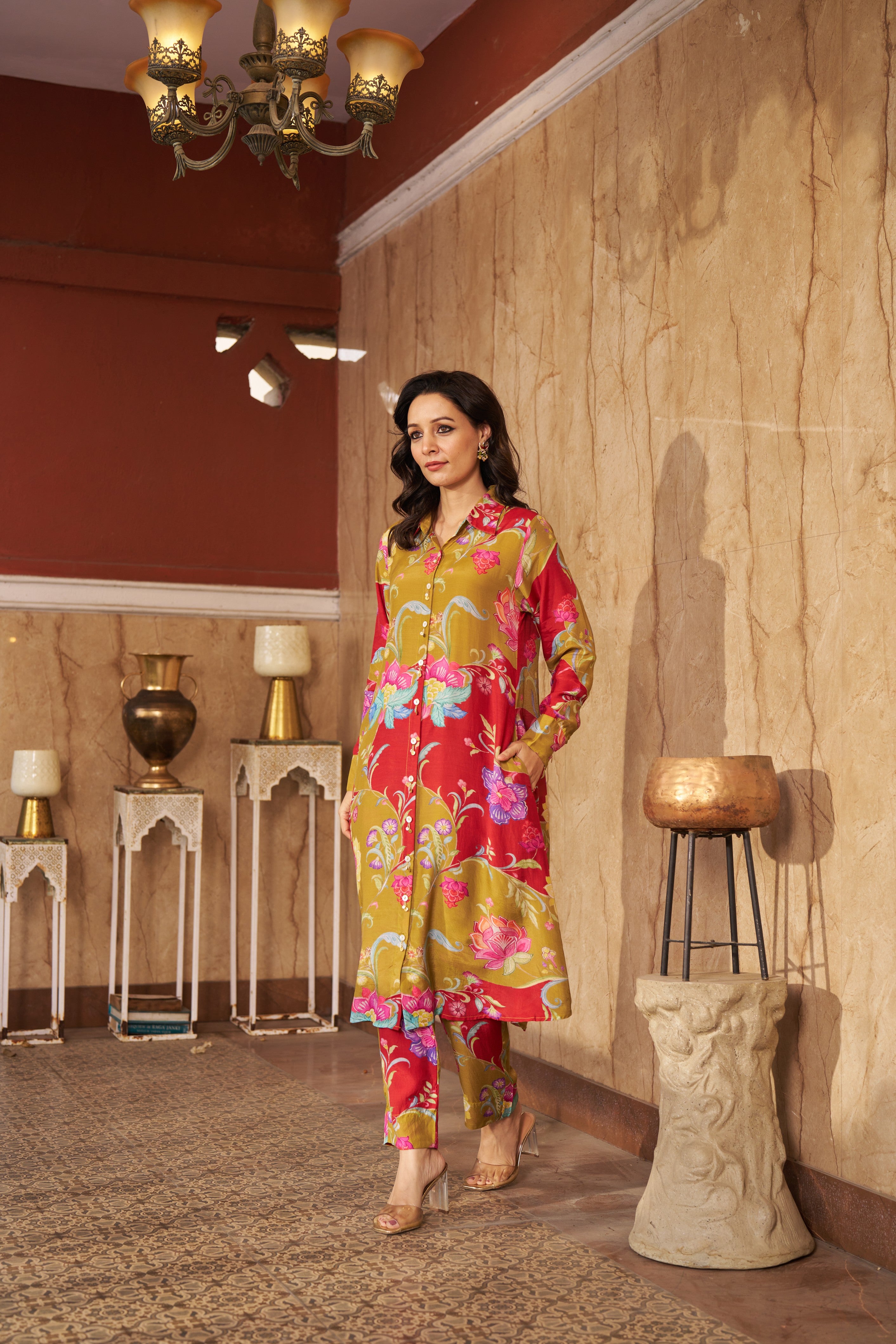 Ruya Olive Kurta