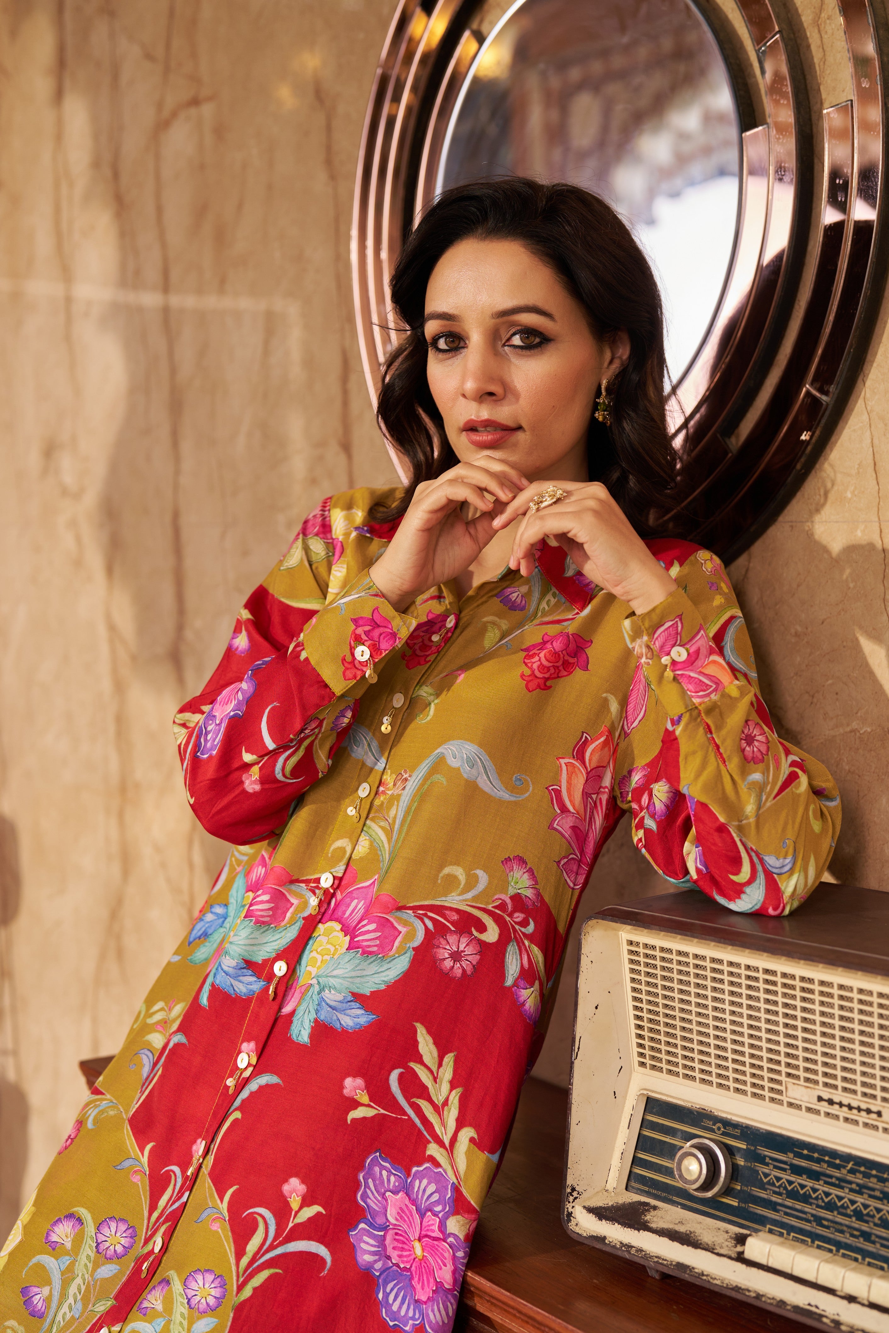 Ruya Olive Kurta