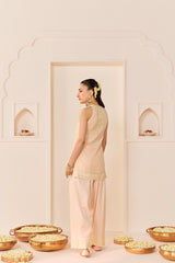 MIRAL - CARNATION PINK SHORT KURTA WITH FARSI SALWAR AND DUPATTA