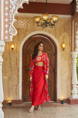 Bareen Burnt Orange Jacket W/Skirt Set