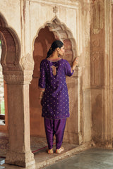 FAHMIDA - DEEP PURPLE SHORT KURTA WITH SALWAR