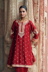 INAAYAT - DEEP RED CHAUGA WITH SALWAR