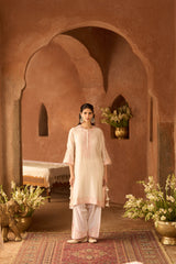 HANI - DAISY IVORY WITH PINK A-LINE KURTA WITH SALWAR AND DUPATTA