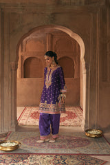 FARHANA - DEEP PURPLE SHORT KURTA WITH SALWAR AND DUPATTA