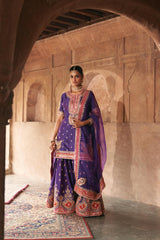 AREESHA - DEEP PURPLE SHORT KURTA WITH SHARARA AND DUPATTA