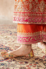 SOBIA - BURNT ORANGE LONG KURTA WITH PALAZZO AND DUPATTA