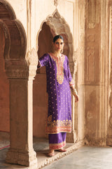 SOBIA - DEEP PURPLE LONG KURTA WITH PALAZZO AND DUPATTA