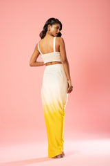 Ivory yellow ombre dhoti set