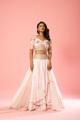 Baby pink organza lehenga set