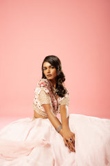 Baby pink organza lehenga set