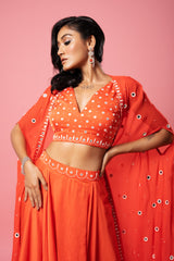 Tangerine orange dhoti set