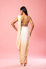 Ivory and golden ombre saree