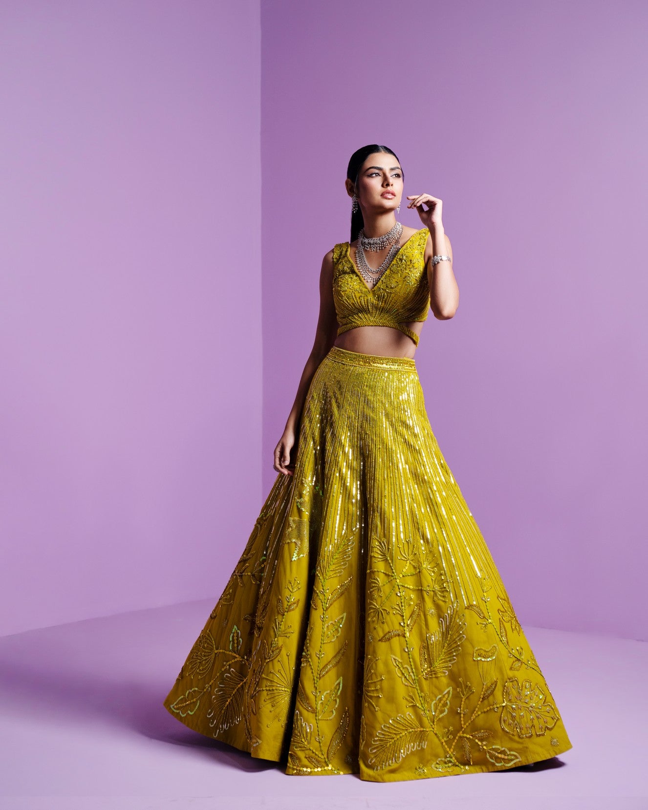 Lime spectrum lehenga set