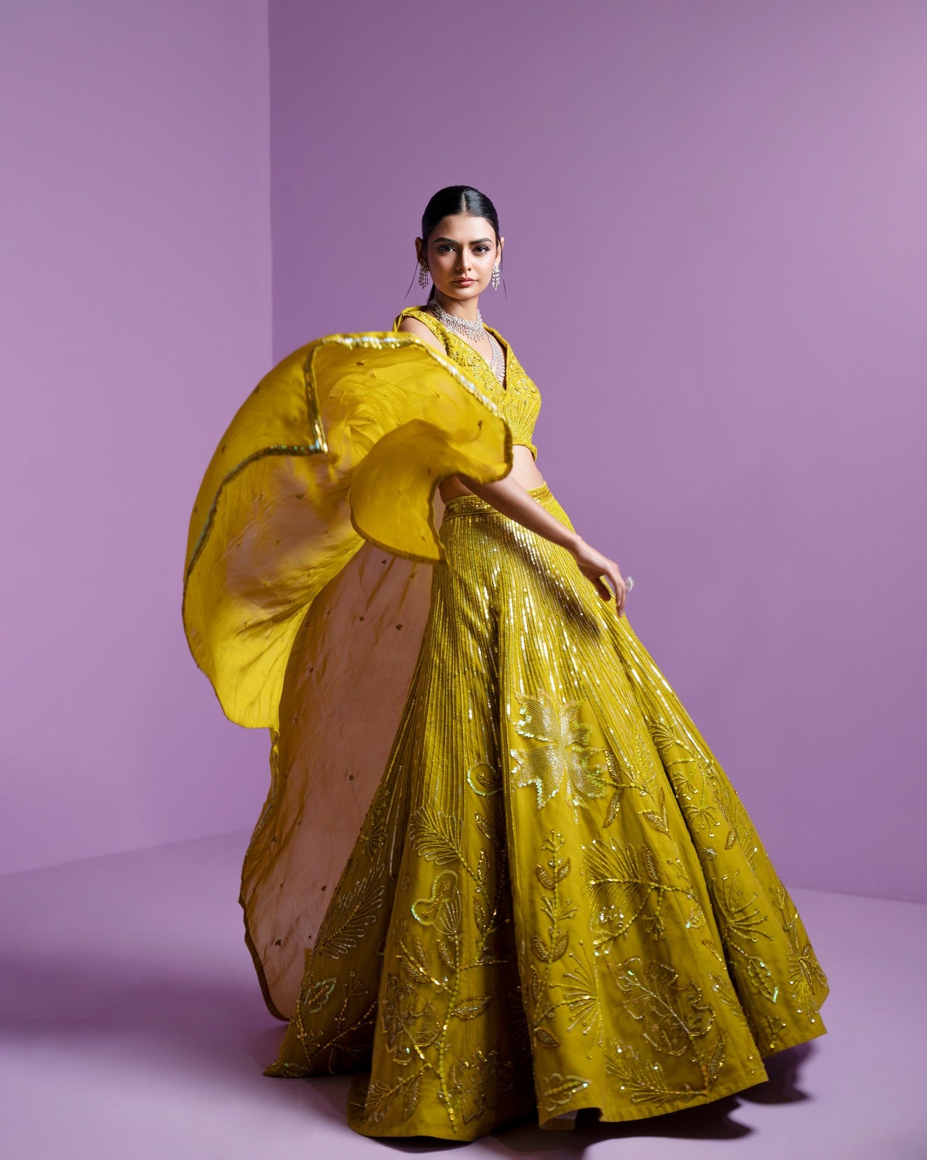 Lime spectrum lehenga set
