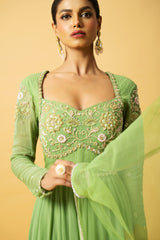Mint Green Anarkali with Hand Embroidery