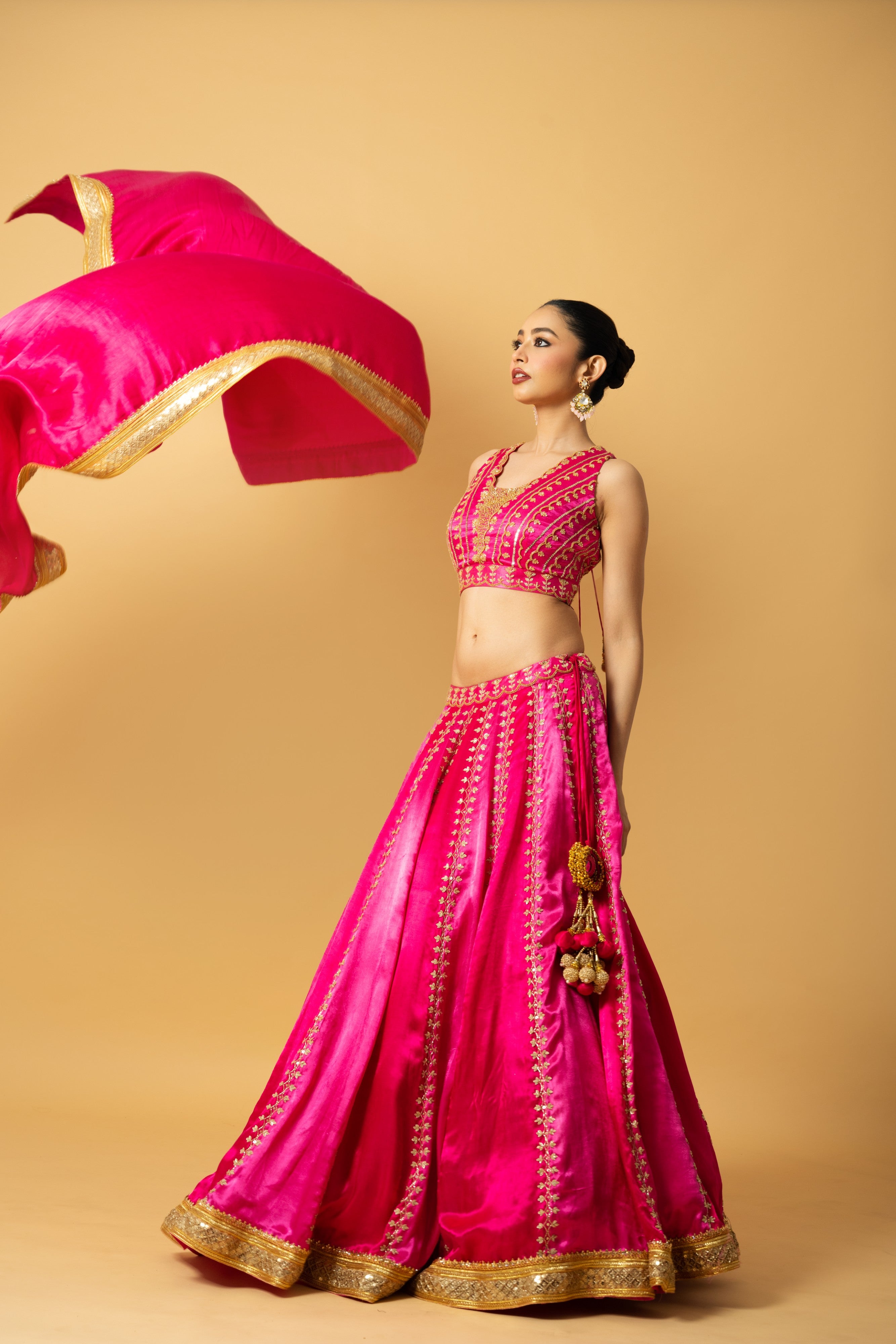 Pink Ombré Modal Satin Lehenga