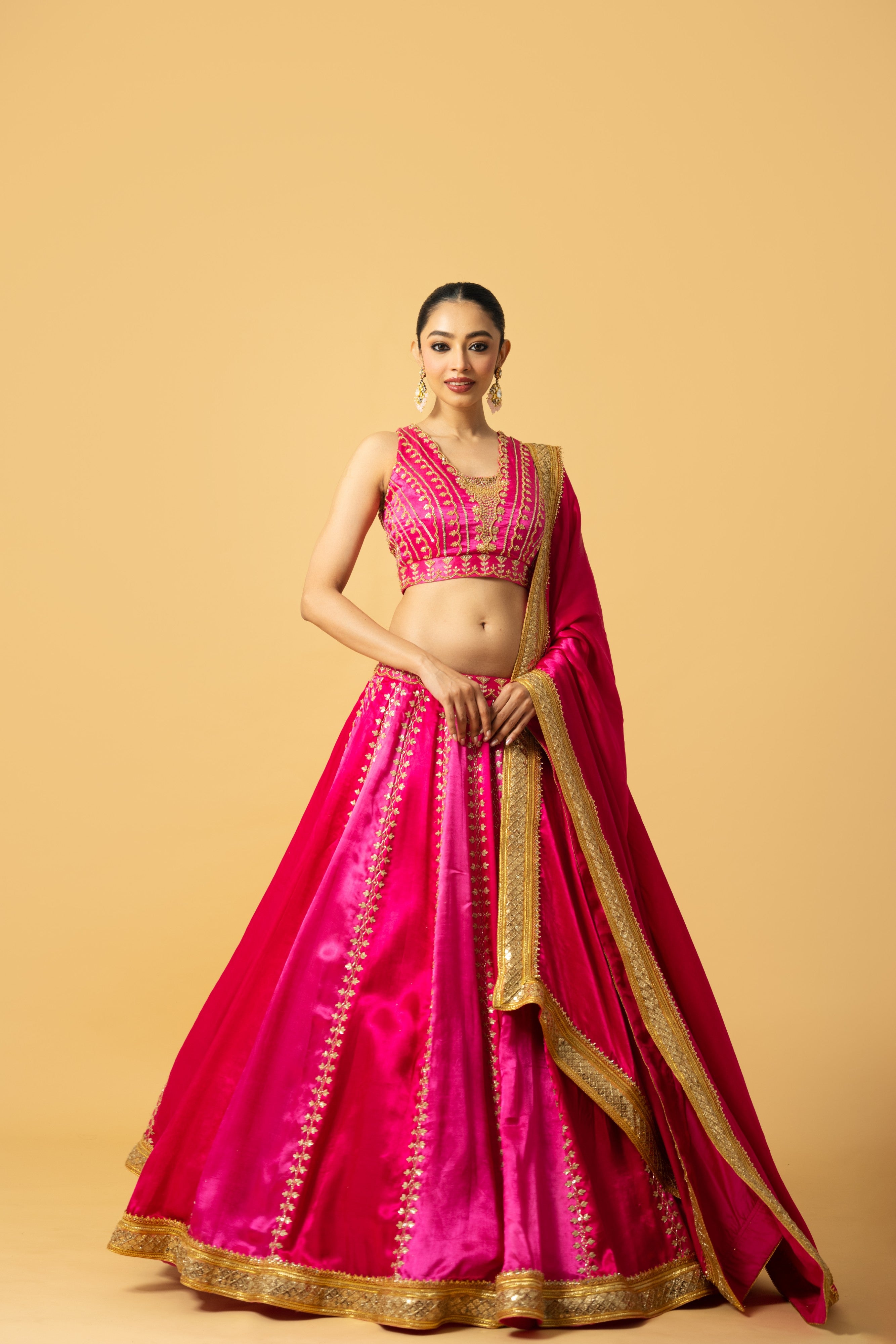 Pink Ombré Modal Satin Lehenga